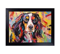 Cushioned Lap Tray with Bean Bag Base for Laptop & Eating - Cavalier King Charles Spaniel Gestural Design | Padded Lap Desk for Sofa, Bed & Work | Portable TV Dinner & Breakfast Tray