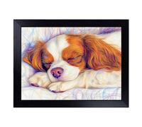 Cushioned Lap Tray with Bean Bag Base for Laptop & Eating - Cavalier King Charles Spaniel Resting Design | Padded Lap Desk for Sofa, Bed & Work | Portable TV Dinner & Breakfast Tray, Easy Clean