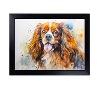 Cushioned Lap Tray with Bean Bag Base for Laptop & Eating - Cavalier King Charles Spaniel Watercolour Design | Padded Lap Desk for Sofa, Bed & Work | Portable TV Dinner & Breakfast Tray