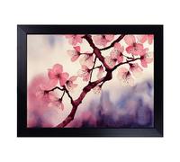 Cushioned Lap Tray with Bean Bag Base for Laptop & Eating - Cherry Blossom Flower Watercolour Vol.3 Design | Padded Lap Desk for Sofa, Bed & Work | Portable TV Dinner & Breakfast Tray