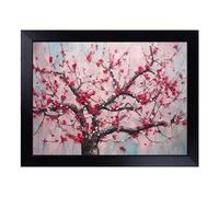 Cushioned Lap Tray with Bean Bag Base for Laptop & Eating - Cherry Blossom Tree Abstract Design | Padded Lap Desk for Sofa, Bed & Work | Portable TV Dinner & Breakfast Tray, Easy Clean Surface