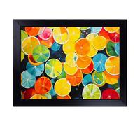 Cushioned Lap Tray with Bean Bag Base for Laptop & Eating - Citrus Fruits Abstract No.3 Design | Padded Lap Desk for Sofa, Bed & Work | Portable TV Dinner & Breakfast Tray, Easy Clean Surface