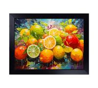 Cushioned Lap Tray with Bean Bag Base for Laptop & Eating - Citrus Fruits Impressionism Design | Padded Lap Desk for Sofa, Bed & Work | Portable TV Dinner & Breakfast Tray, Easy Clean Surface