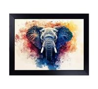 Cushioned Lap Tray with Bean Bag Base for Laptop & Eating - Colourful Elephant Vol.1 Design | Padded Lap Desk for Sofa, Bed & Work | Portable TV Dinner & Breakfast Tray, Easy Clean Surface
