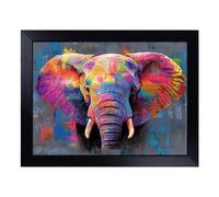 Cushioned Lap Tray with Bean Bag Base for Laptop & Eating - Colourful Elephant Vol.2 Design | Padded Lap Desk for Sofa, Bed & Work | Portable TV Dinner & Breakfast Tray, Easy Clean Surface