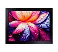 Cushioned Lap Tray with Bean Bag Base for Laptop & Eating - Colourful Floral Art Vol.6 Abstract Design | Padded Lap Desk for Sofa, Bed & Work | Portable TV Dinner & Breakfast Tray, Easy Clean