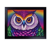 Cushioned Lap Tray with Bean Bag Base for Laptop & Eating - Colourful Owl Art Vol.4 Design | Padded Lap Desk for Sofa, Bed & Work | Portable TV Dinner & Breakfast Tray, Easy Clean Surface