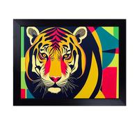 Cushioned Lap Tray with Bean Bag Base for Laptop & Eating - Colourful Tiger Abstract Design | Padded Lap Desk for Sofa, Bed & Work | Portable TV Dinner & Breakfast Tray, Easy Clean Surface