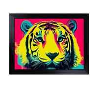 Cushioned Lap Tray with Bean Bag Base for Laptop & Eating - Colourful Tiger Art Vol.5 Abstract Design | Padded Lap Desk for Sofa, Bed & Work | Portable TV Dinner & Breakfast Tray, Easy Clean