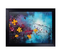 Cushioned Lap Tray with Bean Bag Base for Laptop & Eating - Cosmos Flowers Abstract Design | Padded Lap Desk for Sofa, Bed & Work | Portable TV Dinner & Breakfast Tray, Easy Clean Surface