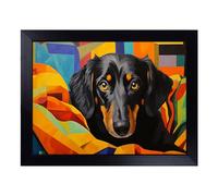 Cushioned Lap Tray with Bean Bag Base for Laptop & Eating - Dachshund Art Deco Design | Padded Lap Desk for Sofa, Bed & Work | Portable TV Dinner & Breakfast Tray, Easy Clean Surface