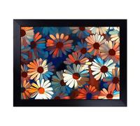 Cushioned Lap Tray with Bean Bag Base for Laptop & Eating - Daisy Vol.1 Design | Padded Lap Desk for Sofa, Bed & Work | Portable TV Dinner & Breakfast Tray, Easy Clean Surface