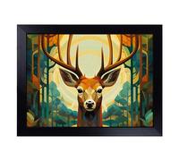 Cushioned Lap Tray with Bean Bag Base for Laptop & Eating - Deer Art Deco Art No.2 Design | Padded Lap Desk for Sofa, Bed & Work | Portable TV Dinner & Breakfast Tray, Easy Clean Surface