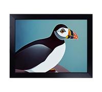 Cushioned Lap Tray with Bean Bag Base for Laptop & Eating - Delightful Puffin Bird Design | Padded Lap Desk for Sofa, Bed & Work | Portable TV Dinner & Breakfast Tray, Easy Clean Surface