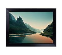 Cushioned Lap Tray with Bean Bag Base for Laptop & Eating - Desirable Forest River Design | Padded Lap Desk for Sofa, Bed & Work | Portable TV Dinner & Breakfast Tray, Easy Clean Surface