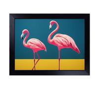 Cushioned Lap Tray with Bean Bag Base for Laptop & Eating - Divine Flamingos Design | Padded Lap Desk for Sofa, Bed & Work | Portable TV Dinner & Breakfast Tray, Easy Clean Surface