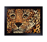 Cushioned Lap Tray with Bean Bag Base for Laptop & Eating - Dreamy Leopard Design | Padded Lap Desk for Sofa, Bed & Work | Portable TV Dinner & Breakfast Tray, Easy Clean Surface