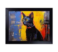 Cushioned Lap Tray with Bean Bag Base for Laptop & Eating - Egyptian Cat Gestural No.2 Design | Padded Lap Desk for Sofa, Bed & Work | Portable TV Dinner & Breakfast Tray, Easy Clean Surface