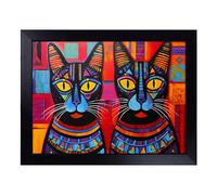 Cushioned Lap Tray with Bean Bag Base for Laptop & Eating - Egyptian Cat Pop Art Design | Padded Lap Desk for Sofa, Bed & Work | Portable TV Dinner & Breakfast Tray, Easy Clean Surface