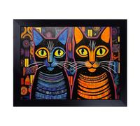 Cushioned Lap Tray with Bean Bag Base for Laptop & Eating - Egyptian Cat Pop Art No.2 Design | Padded Lap Desk for Sofa, Bed & Work | Portable TV Dinner & Breakfast Tray, Easy Clean Surface