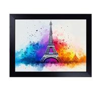Cushioned Lap Tray with Bean Bag Base for Laptop & Eating - Eiffel Tower Paris France Vol.3 Design | Padded Lap Desk for Sofa, Bed & Work | Portable TV Dinner & Breakfast Tray, Easy Clean