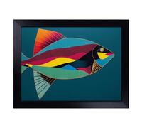 Cushioned Lap Tray with Bean Bag Base for Laptop & Eating - Electrifying Fish Abstract Design | Padded Lap Desk for Sofa, Bed & Work | Portable TV Dinner & Breakfast Tray, Easy Clean Surface