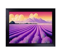 Cushioned Lap Tray with Bean Bag Base for Laptop & Eating - Epic Lavender Flower Field Design | Padded Lap Desk for Sofa, Bed & Work | Portable TV Dinner & Breakfast Tray, Easy Clean Surface