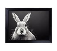 Cushioned Lap Tray with Bean Bag Base for Laptop & Eating - Face Of A Rabbit Design | Padded Lap Desk for Sofa, Bed & Work | Portable TV Dinner & Breakfast Tray, Easy Clean Surface