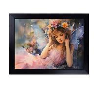 Cushioned Lap Tray with Bean Bag Base for Laptop & Eating - Fairy Watercolour Design | Padded Lap Desk for Sofa, Bed & Work | Portable TV Dinner & Breakfast Tray, Easy Clean Surface