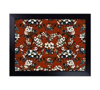 Cushioned Lap Tray with Bean Bag Base for Laptop & Eating - Fancy Floral Art Vol.1 Pattern Design | Padded Lap Desk for Sofa, Bed & Work | Portable TV Dinner & Breakfast Tray, Easy Clean