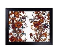 Cushioned Lap Tray with Bean Bag Base for Laptop & Eating - Fancy Floral Art Vol.8 Pattern Design | Padded Lap Desk for Sofa, Bed & Work | Portable TV Dinner & Breakfast Tray, Easy Clean