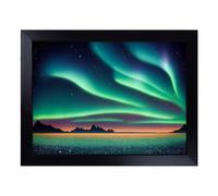 Cushioned Lap Tray with Bean Bag Base for Laptop & Eating - Flourishing Northern Lights Design | Padded Lap Desk for Sofa, Bed & Work | Portable TV Dinner & Breakfast Tray, Easy Clean Surface