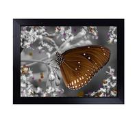 Cushioned Lap Tray with Bean Bag Base for Laptop & Eating - Flower And Butterfly No.1 Design | Padded Lap Desk for Sofa, Bed & Work | Portable TV Dinner & Breakfast Tray, Easy Clean Surface