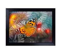 Cushioned Lap Tray with Bean Bag Base for Laptop & Eating - Flower & Butterfly No.3 Design | Padded Lap Desk for Sofa, Bed & Work | Portable TV Dinner & Breakfast Tray, Easy Clean Surface