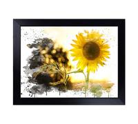 Cushioned Lap Tray with Bean Bag Base for Laptop & Eating - Flower The Yellow Sunflower V3 Design | Padded Lap Desk for Sofa, Bed & Work | Portable TV Dinner & Breakfast Tray, Easy Clean