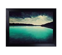 Cushioned Lap Tray with Bean Bag Base for Laptop & Eating - Forest Lake Design | Padded Lap Desk for Sofa, Bed & Work | Portable TV Dinner & Breakfast Tray, Easy Clean Surface