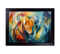 Cushioned Lap Tray with Bean Bag Base for Laptop & Eating - Fox Abstract No.2 Design | Padded Lap Desk for Sofa, Bed & Work | Portable TV Dinner & Breakfast Tray, Easy Clean Surface