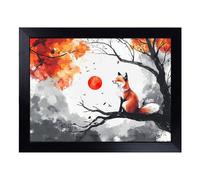 Cushioned Lap Tray with Bean Bag Base for Laptop & Eating - Fox at Sunset Design | Padded Lap Desk for Sofa, Bed & Work | Portable TV Dinner & Breakfast Tray, Easy Clean Surface