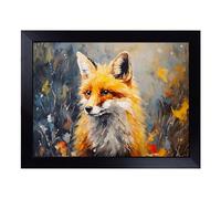 Cushioned Lap Tray with Bean Bag Base for Laptop & Eating - Fox Impressionism Art Design | Padded Lap Desk for Sofa, Bed & Work | Portable TV Dinner & Breakfast Tray, Easy Clean Surface