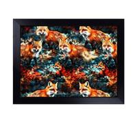 Cushioned Lap Tray with Bean Bag Base for Laptop & Eating - Fox Pattern Vol.2 Design | Padded Lap Desk for Sofa, Bed & Work | Portable TV Dinner & Breakfast Tray, Easy Clean Surface