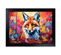 Cushioned Lap Tray with Bean Bag Base for Laptop & Eating - Fox Pop Art Design | Padded Lap Desk for Sofa, Bed & Work | Portable TV Dinner & Breakfast Tray, Easy Clean Surface