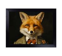 Cushioned Lap Tray with Bean Bag Base for Laptop & Eating - Fox Victorian Art Design | Padded Lap Desk for Sofa, Bed & Work | Portable TV Dinner & Breakfast Tray, Easy Clean Surface