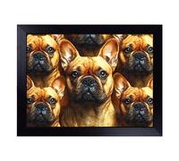 Cushioned Lap Tray with Bean Bag Base for Laptop & Eating - French Bulldog Pattern Vol.2 Design | Padded Lap Desk for Sofa, Bed & Work | Portable TV Dinner & Breakfast Tray, Easy Clean Surface