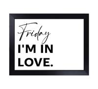 Cushioned Lap Tray with Bean Bag Base for Laptop & Eating - Friday I'M In Love Typography Quote Design | Padded Lap Desk for Sofa, Bed & Work | Portable TV Dinner & Breakfast Tray, Easy Clean