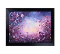 Cushioned Lap Tray with Bean Bag Base for Laptop & Eating - Galaxy Flowers Palette Knife Design | Padded Lap Desk for Sofa, Bed & Work | Portable TV Dinner & Breakfast Tray, Easy Clean Surface