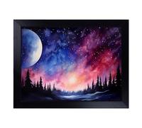 Cushioned Lap Tray with Bean Bag Base for Laptop & Eating - Galaxy Watercolour Design | Padded Lap Desk for Sofa, Bed & Work | Portable TV Dinner & Breakfast Tray, Easy Clean Surface