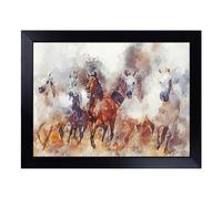 Cushioned Lap Tray with Bean Bag Base for Laptop & Eating - Galloping Horses Design | Padded Lap Desk for Sofa, Bed & Work | Portable TV Dinner & Breakfast Tray, Easy Clean Surface