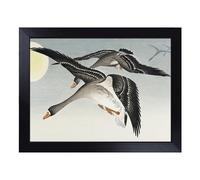 Cushioned Lap Tray with Bean Bag Base for Laptop & Eating - Geese In Flight By Ohara Koson Design | Padded Lap Desk for Sofa, Bed & Work | Portable TV Dinner & Breakfast Tray, Easy Clean