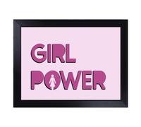 Cushioned Lap Tray with Bean Bag Base for Laptop & Eating - Girl Power Typography Quote Design | Padded Lap Desk for Sofa, Bed & Work | Portable TV Dinner & Breakfast Tray, Easy Clean Surface