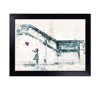 Cushioned Lap Tray with Bean Bag Base for Laptop & Eating - Girl With Red Balloon By Banksy Graffiti Design | Padded Lap Desk for Sofa, Bed & Work | Portable TV Dinner & Breakfast Tray